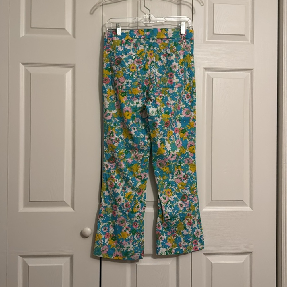 Zara Floral Linen Blend Kick Crop Pants Women’s size 02 Summer Spring Resort K1 - Picture 4 of 6